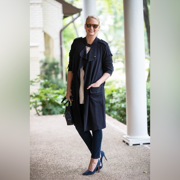 A.L.C Navy Blue Trench Coat Size M - Picture 4 of 9